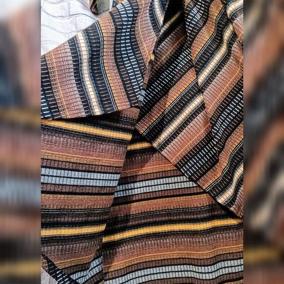 Anthropologie Maeve Striped black/brown Motif Wrap Maxi Dress - Picture 7 of 9